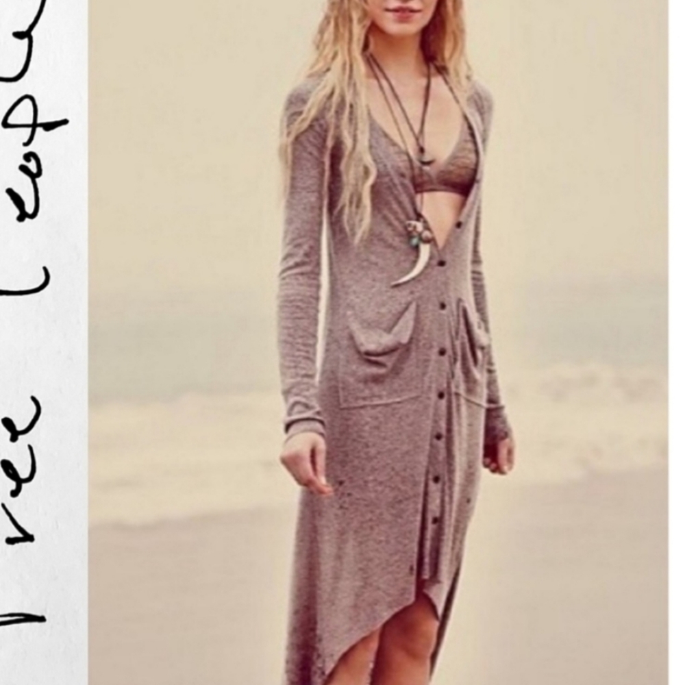 Free People Beach lightweight ribbed maxi cardigan